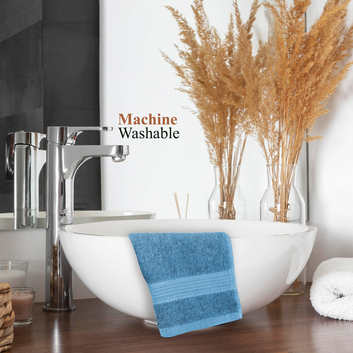 Rhodes Towel Aqua 100% Cotton Hotel Quality Soft Super Absorbent Hand Bath Towels, Sheets & Face Cloths by OLIVIA ROCCO Towels