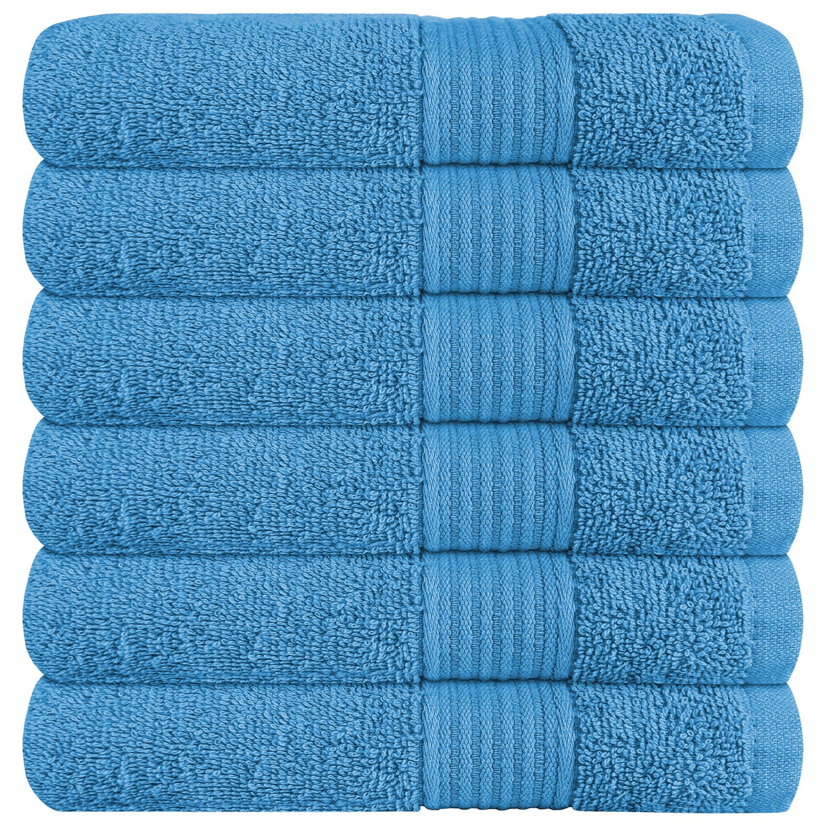 Rhodes Towel Aqua 100% Cotton Hotel Quality Soft Super Absorbent Hand Bath Towels, Sheets & Face Cloths by OLIVIA ROCCO 6 PACK HAND TOWELS / AQUA Towels