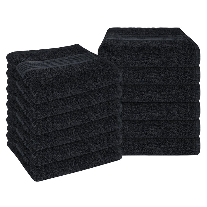 Rhodes Towel Black 100% Cotton Hotel Quality Soft Super Absorbent Hand Bath Towels, Sheets & Face Cloths by OLIVIA ROCCO 12 PACK FACE CLOTHS / BLACK Towels