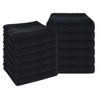 Rhodes Towel Black 100% Cotton Hotel Quality Soft Super Absorbent Hand Bath Towels, Sheets & Face Cloths by OLIVIA ROCCO 12 PACK FACE CLOTHS / BLACK Towels