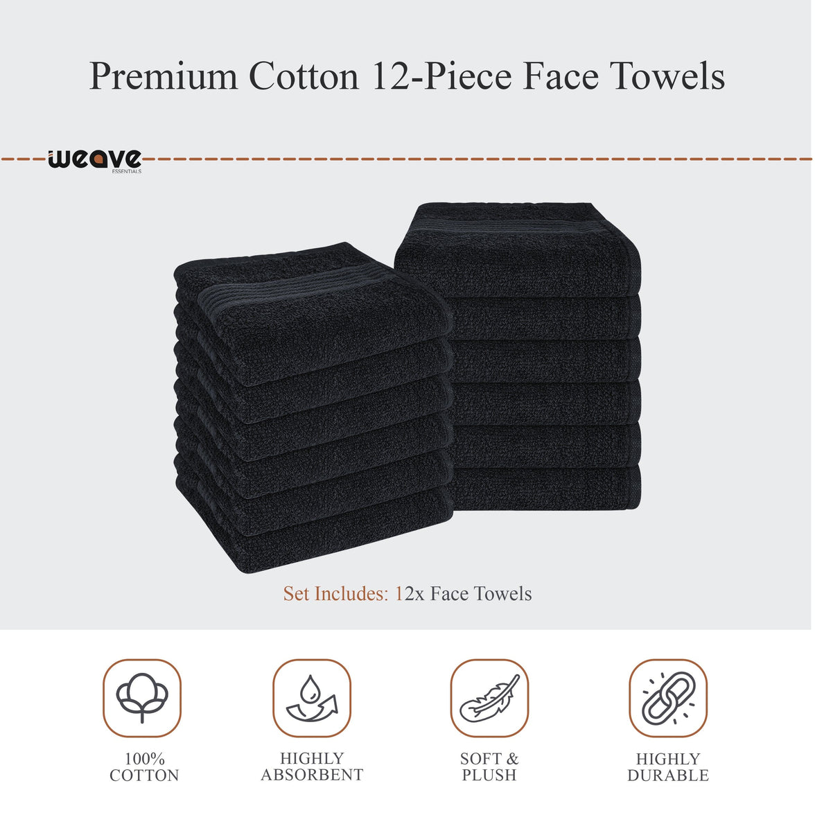 Rhodes Towel Black 100% Cotton Hotel Quality Soft Super Absorbent Hand Bath Towels, Sheets & Face Cloths by OLIVIA ROCCO Towels