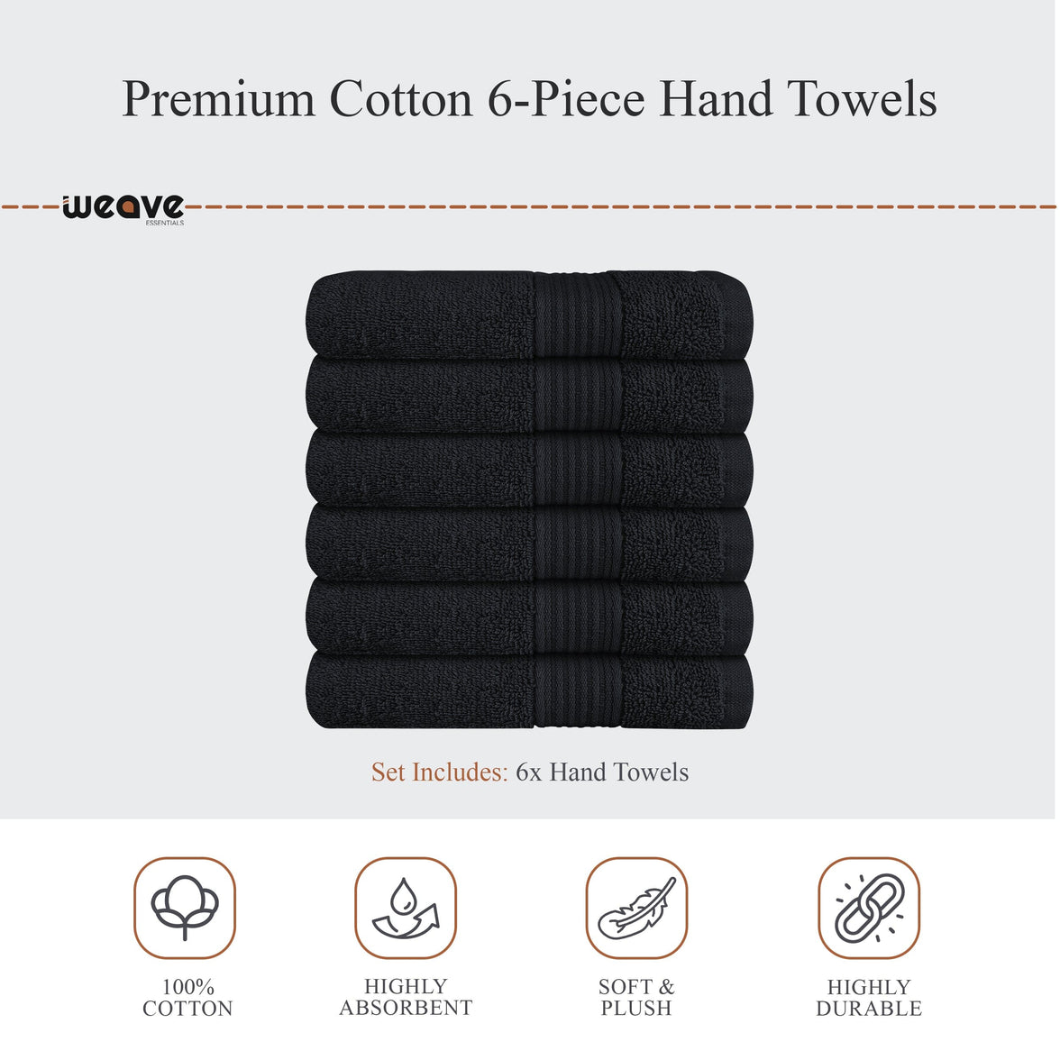 Rhodes Towel Black 100% Cotton Hotel Quality Soft Super Absorbent Hand Bath Towels, Sheets & Face Cloths by OLIVIA ROCCO Towels