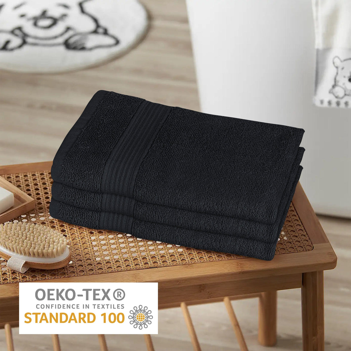 Rhodes Towel Black 100% Cotton Hotel Quality Soft Super Absorbent Hand Bath Towels, Sheets & Face Cloths by OLIVIA ROCCO Towels