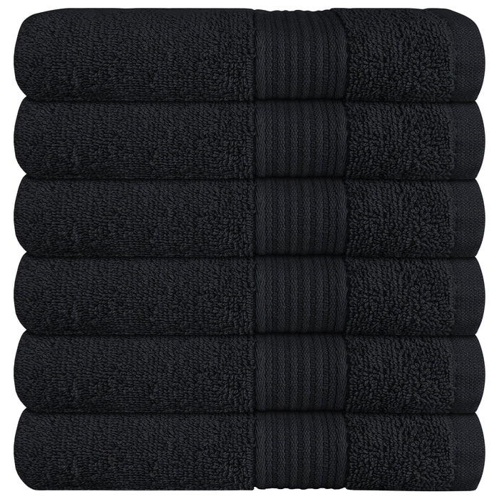 Rhodes Towel Black 100% Cotton Hotel Quality Soft Super Absorbent Hand Bath Towels, Sheets & Face Cloths by OLIVIA ROCCO 6 PACK HAND TOWELS / BLACK Towels