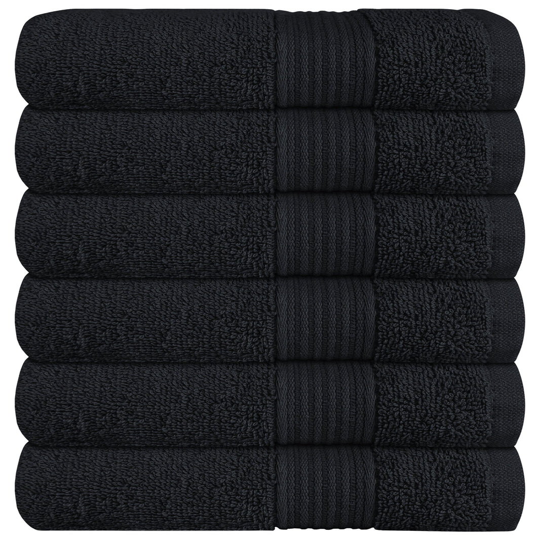 Rhodes Towel Black 100% Cotton Hotel Quality Soft Super Absorbent Hand Bath Towels, Sheets & Face Cloths by OLIVIA ROCCO 6 PACK HAND TOWELS / BLACK Towels