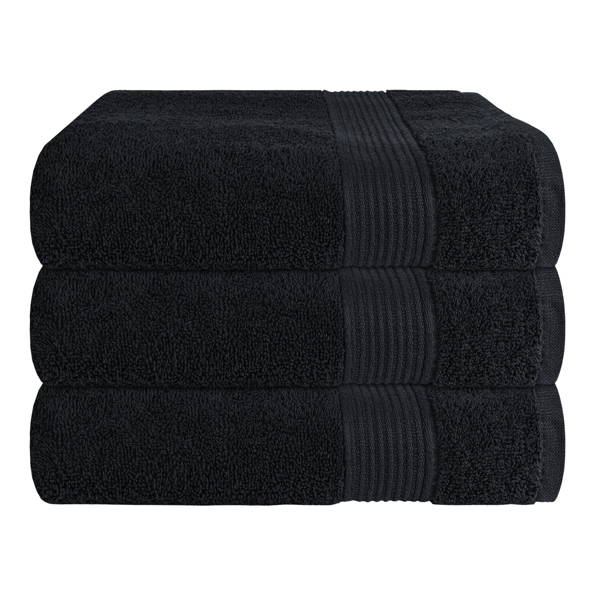 Rhodes Towel Black 100% Cotton Hotel Quality Soft Super Absorbent Hand Bath Towels, Sheets & Face Cloths by OLIVIA ROCCO 3 PACK BATH TOWELS / BLACK Towels