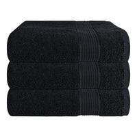 Rhodes Towel Black 100% Cotton Hotel Quality Soft Super Absorbent Hand Bath Towels, Sheets & Face Cloths by OLIVIA ROCCO 3 PACK BATH TOWELS / BLACK Towels