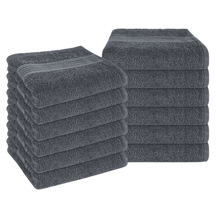 Rhodes Towel Grey 100% Cotton Hotel Quality Soft Super Absorbent Hand Bath Towels, Sheets & Face Cloths by OLIVIA ROCCO 12 PACK FACE CLOTHS / GREY Towels