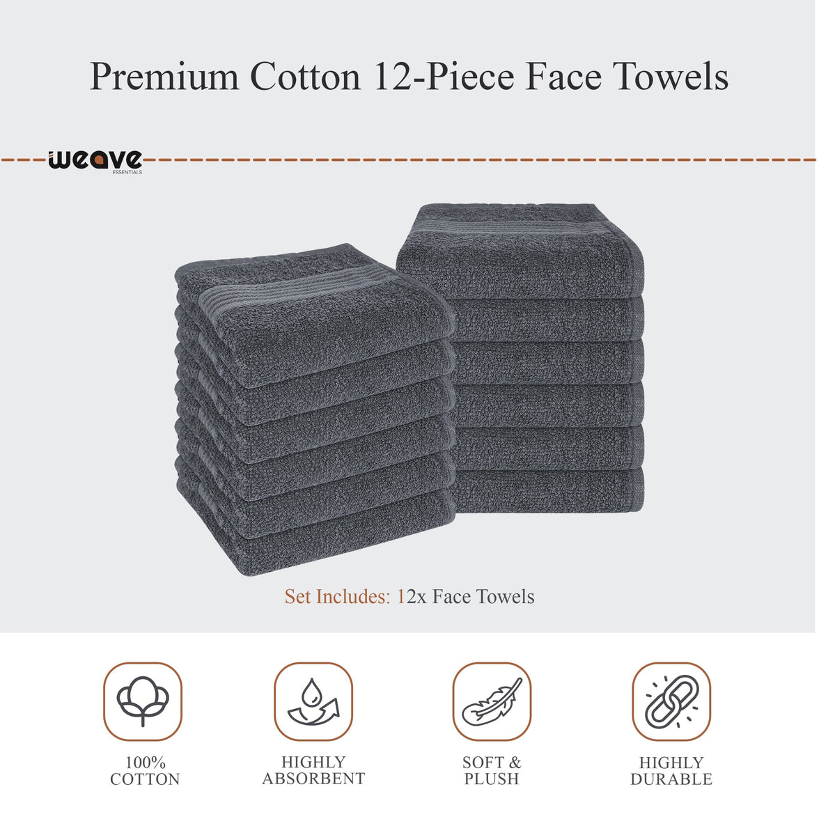 Rhodes Towel Grey 100% Cotton Hotel Quality Soft Super Absorbent Hand Bath Towels, Sheets & Face Cloths by OLIVIA ROCCO Towels