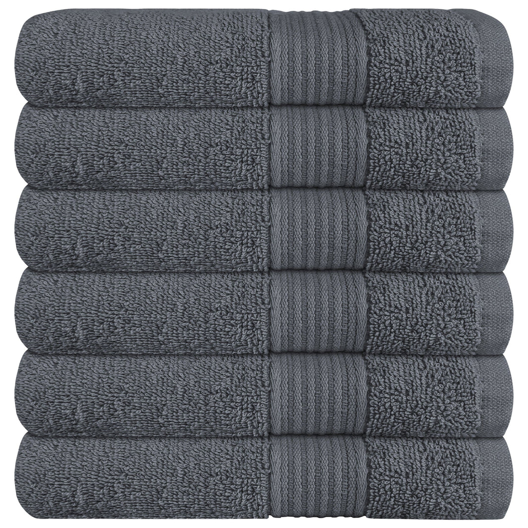 Rhodes Towel Grey 100% Cotton Hotel Quality Soft Super Absorbent Hand Bath Towels, Sheets & Face Cloths by OLIVIA ROCCO 6 PACK HAND TOWELS / GREY Towels