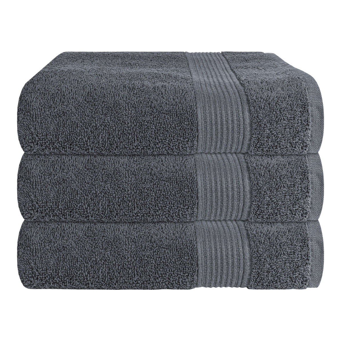 Rhodes Towel Grey 100% Cotton Hotel Quality Soft Super Absorbent Hand Bath Towels, Sheets & Face Cloths by OLIVIA ROCCO 3 PACK BATH TOWELS / GREY Towels