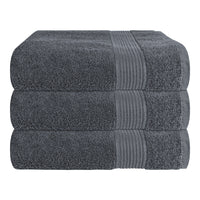 Rhodes Towel Grey 100% Cotton Hotel Quality Soft Super Absorbent Hand Bath Towels, Sheets & Face Cloths by OLIVIA ROCCO 3 PACK BATH TOWELS / GREY Towels