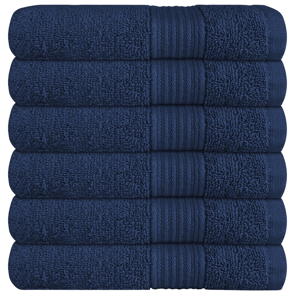 Rhodes Towel Royal Blue 100% Cotton Hotel Quality Soft Super Absorbent Hand Bath Towels, Sheets & Face Cloths by OLIVIA ROCCO 6 PACK HAND TOWELS / ROYAL BLUE Towels