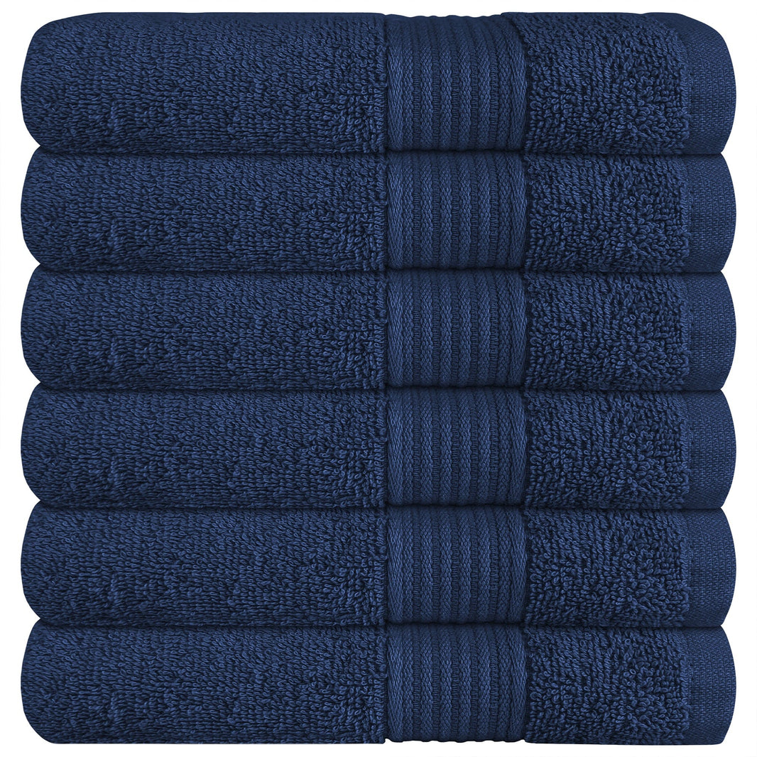 Rhodes Towel Royal Blue 100% Cotton Hotel Quality Soft Super Absorbent Hand Bath Towels, Sheets & Face Cloths by OLIVIA ROCCO 6 PACK HAND TOWELS / ROYAL BLUE Towels
