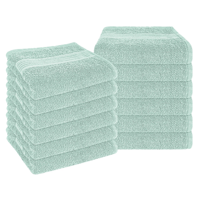 Rhodes Towel Seafoam 100% Cotton Hotel Quality Soft Super Absorbent Hand Bath Towels, Sheets & Face Cloths by OLIVIA ROCCO 12 PACK FACE CLOTHS / SEAFOAM Towels