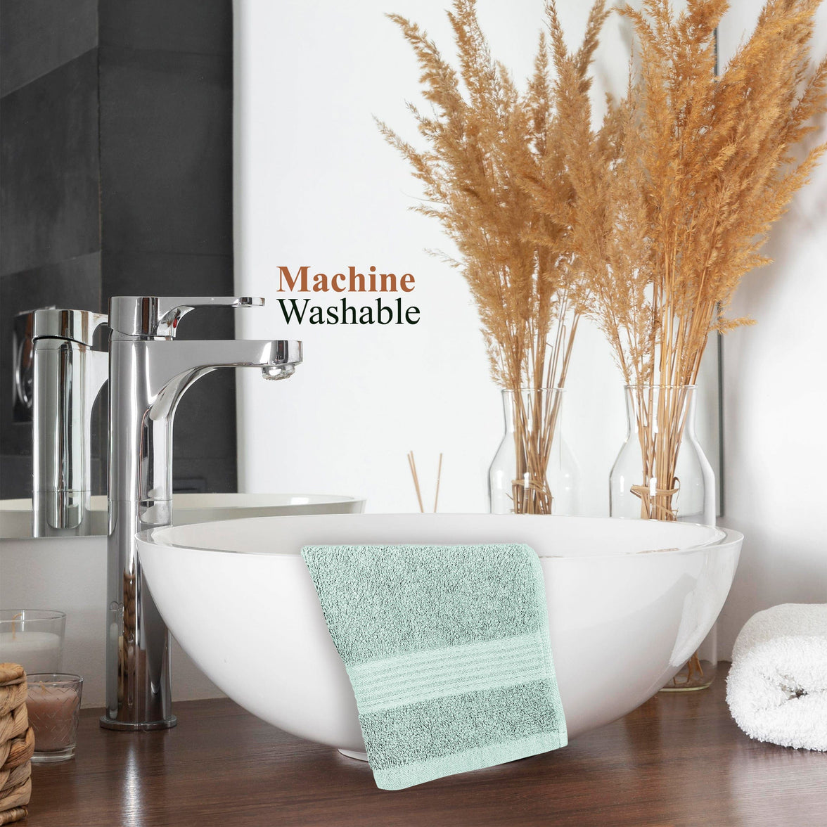 Rhodes Towel Seafoam 100% Cotton Hotel Quality Soft Super Absorbent Hand Bath Towels, Sheets & Face Cloths by OLIVIA ROCCO Towels