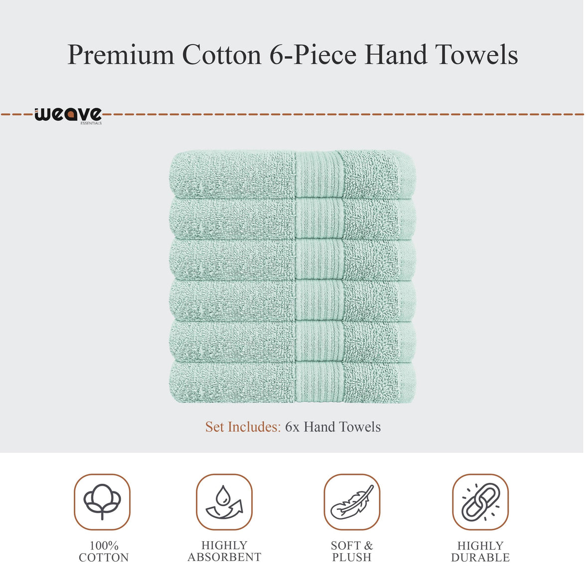 Rhodes Towel Seafoam 100% Cotton Hotel Quality Soft Super Absorbent Hand Bath Towels, Sheets & Face Cloths by OLIVIA ROCCO Towels