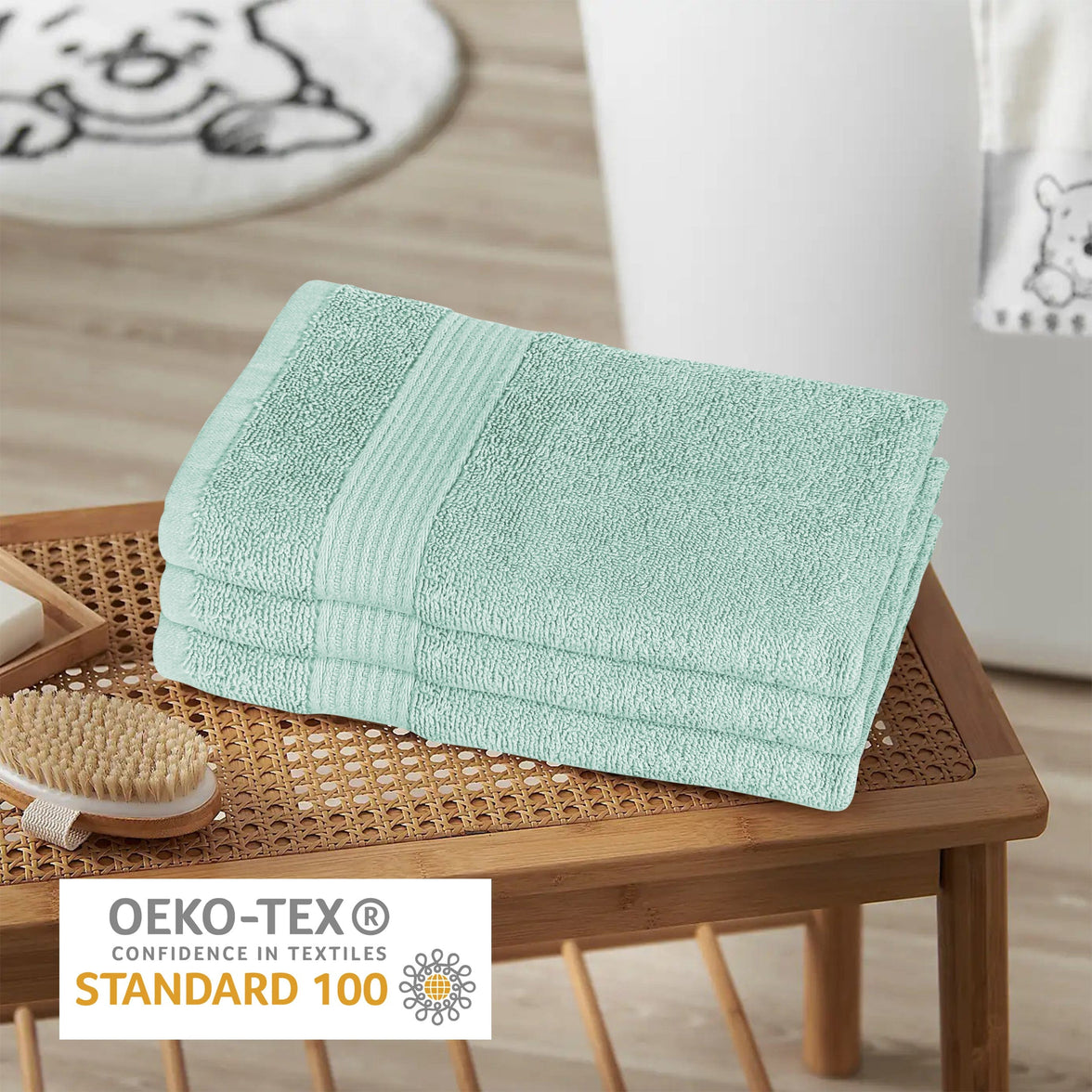 Rhodes Towel Seafoam 100% Cotton Hotel Quality Soft Super Absorbent Hand Bath Towels, Sheets & Face Cloths by OLIVIA ROCCO Towels