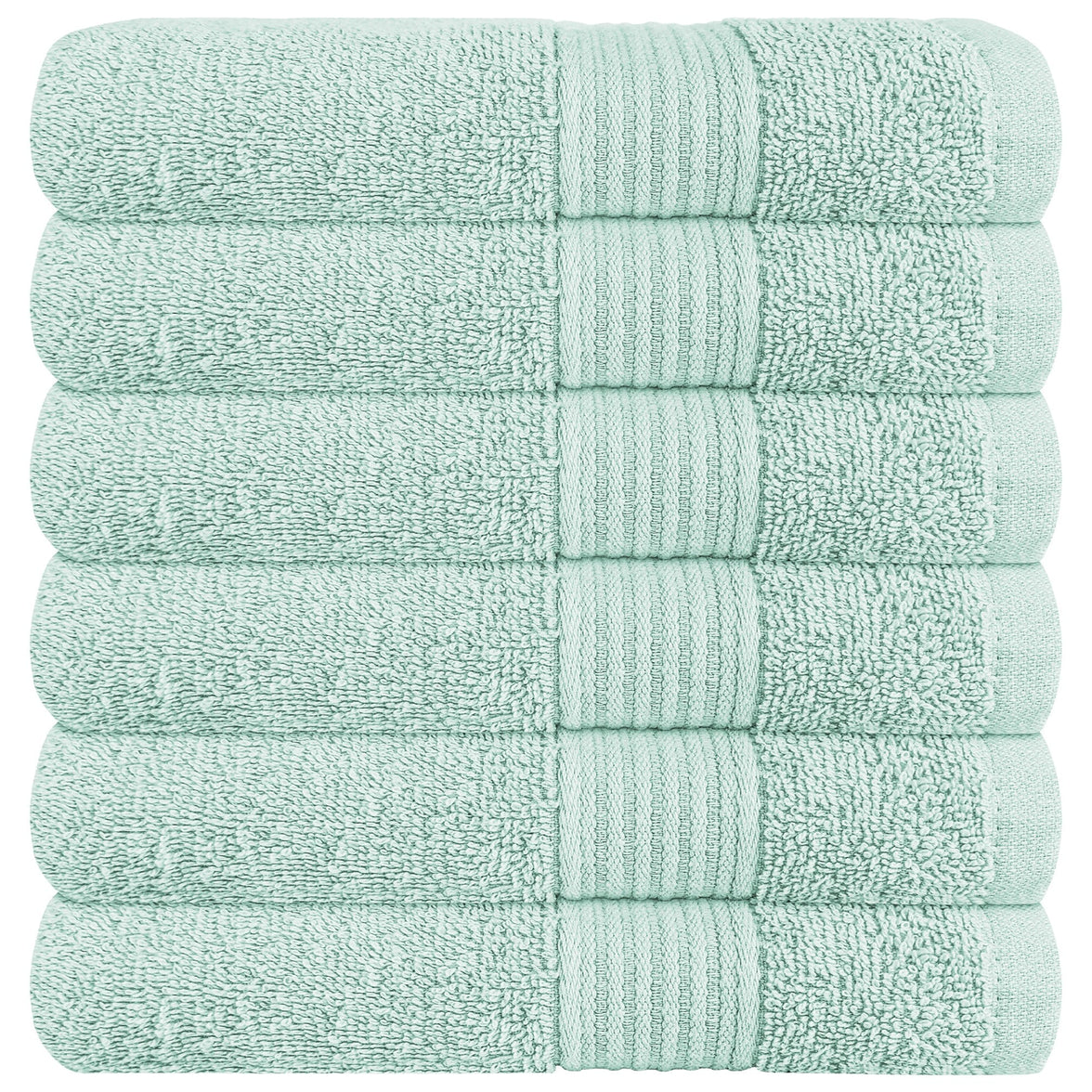 Rhodes Towel Seafoam 100% Cotton Hotel Quality Soft Super Absorbent Hand Bath Towels, Sheets & Face Cloths by OLIVIA ROCCO 6 PACK HAND TOWELS / SEAFOAM Towels