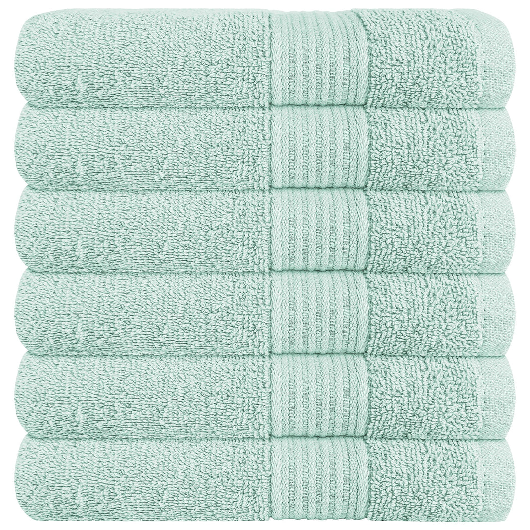 Rhodes Towel Seafoam 100% Cotton Hotel Quality Soft Super Absorbent Hand Bath Towels, Sheets & Face Cloths by OLIVIA ROCCO 6 PACK HAND TOWELS / SEAFOAM Towels
