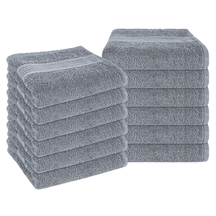 Rhodes Towel Silver 100% Cotton Hotel Quality Soft Super Absorbent Hand Bath Towels, Sheets & Face Cloths by OLIVIA ROCCO 12 PACK FACE CLOTHS / SILVER Towels