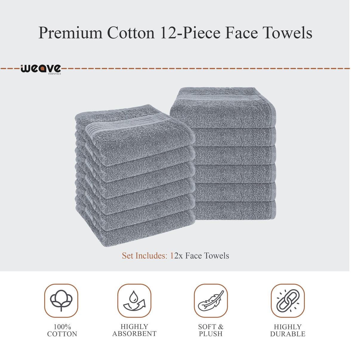 Rhodes Towel Silver 100% Cotton Hotel Quality Soft Super Absorbent Hand Bath Towels, Sheets & Face Cloths by OLIVIA ROCCO Towels