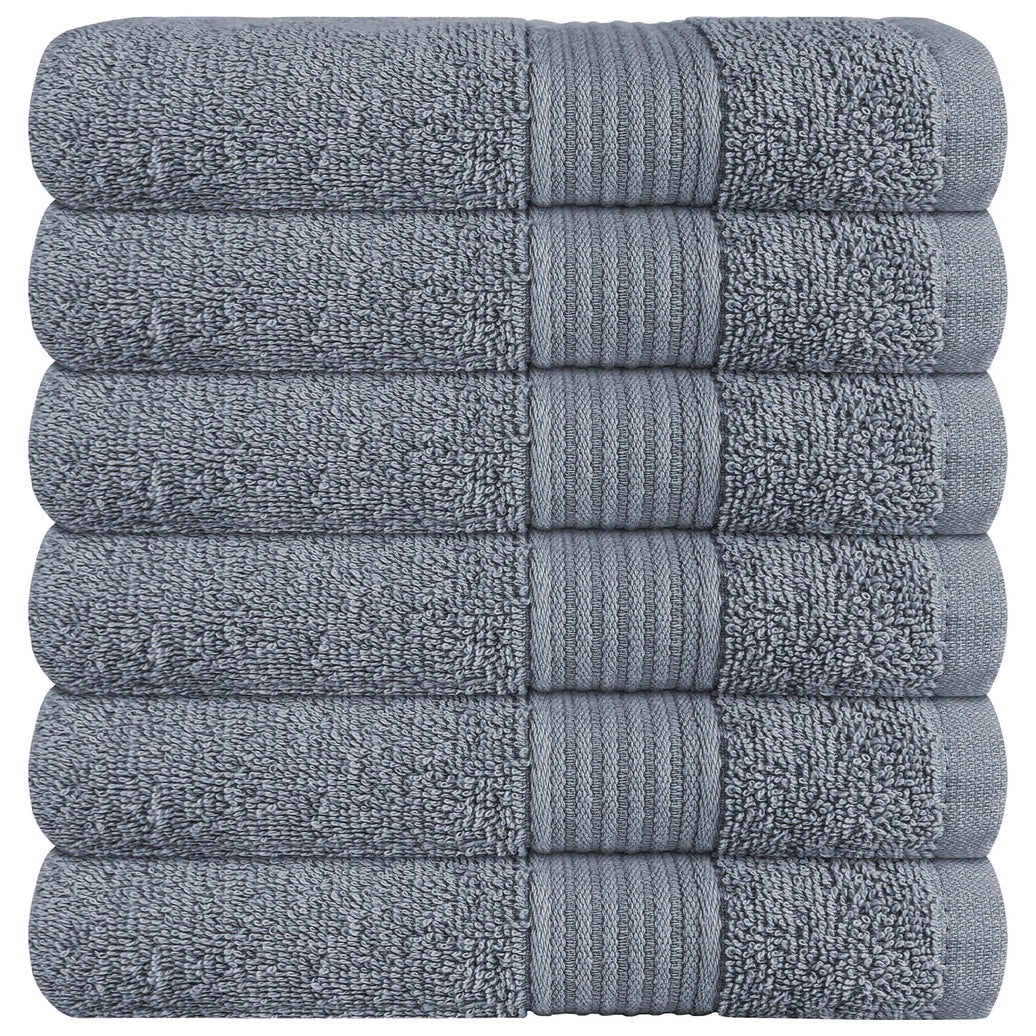 Rhodes Towel Silver 100% Cotton Hotel Quality Soft Super Absorbent Hand Bath Towels, Sheets & Face Cloths by OLIVIA ROCCO 6 PACK HAND TOWELS / SILVER Towels