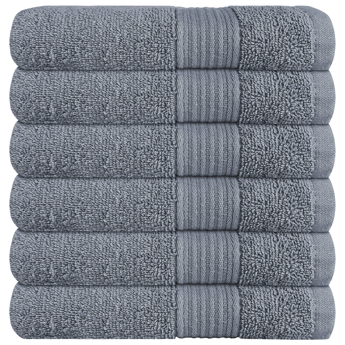 Rhodes Towel Silver 100% Cotton Hotel Quality Soft Super Absorbent Hand Bath Towels, Sheets & Face Cloths by OLIVIA ROCCO 6 PACK HAND TOWELS / SILVER Towels