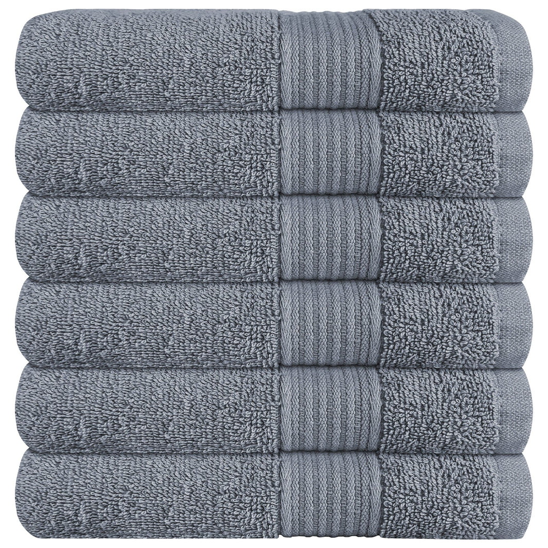 Rhodes Towel Silver 100% Cotton Hotel Quality Soft Super Absorbent Hand Bath Towels, Sheets & Face Cloths by OLIVIA ROCCO 6 PACK HAND TOWELS / SILVER Towels