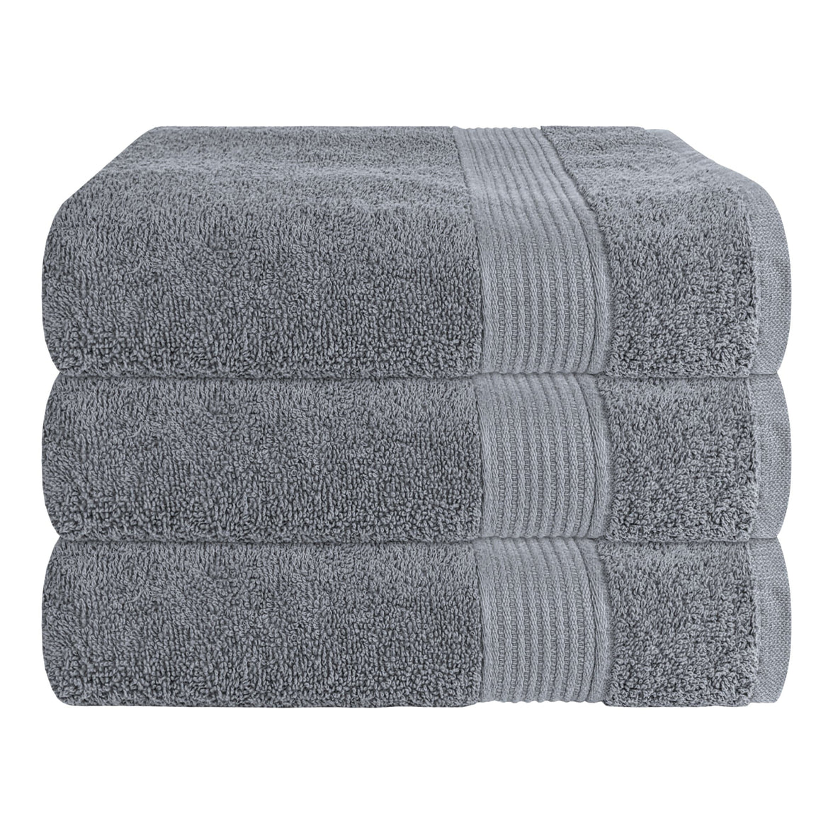 Rhodes Towel Silver 100% Cotton Hotel Quality Soft Super Absorbent Hand Bath Towels, Sheets & Face Cloths by OLIVIA ROCCO 3 PACK BATH TOWELS / SILVER Towels
