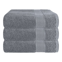 Rhodes Towel Silver 100% Cotton Hotel Quality Soft Super Absorbent Hand Bath Towels, Sheets & Face Cloths by OLIVIA ROCCO 3 PACK BATH TOWELS / SILVER Towels