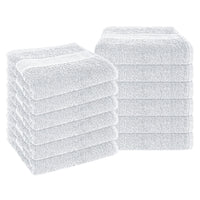 Rhodes Towel White 100% Cotton Hotel Quality Soft Super Absorbent Hand Bath Towels, Sheets & Face Cloths by OLIVIA ROCCO 12 PACK FACE CLOTHS / WHITE Towels