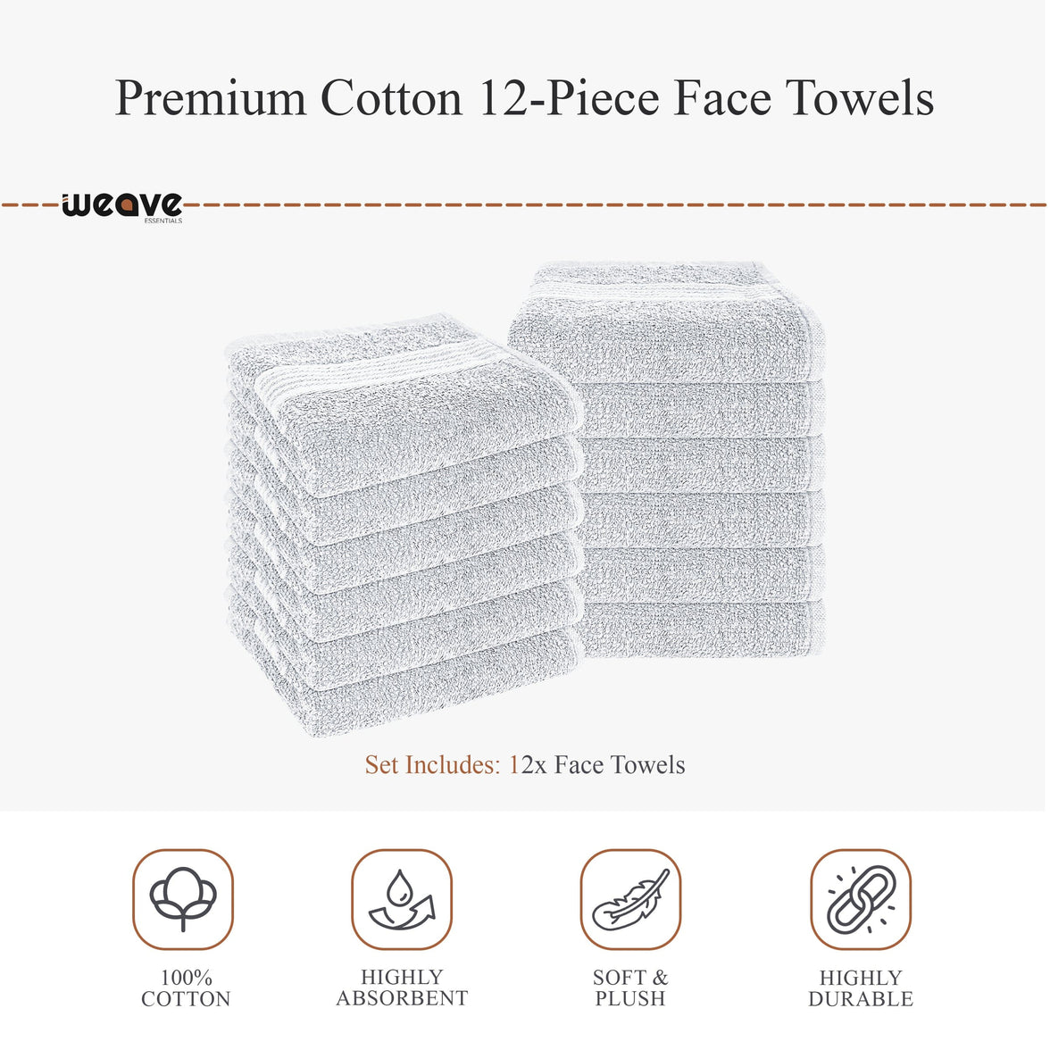 Rhodes Towel White 100% Cotton Hotel Quality Soft Super Absorbent Hand Bath Towels, Sheets & Face Cloths by OLIVIA ROCCO Towels