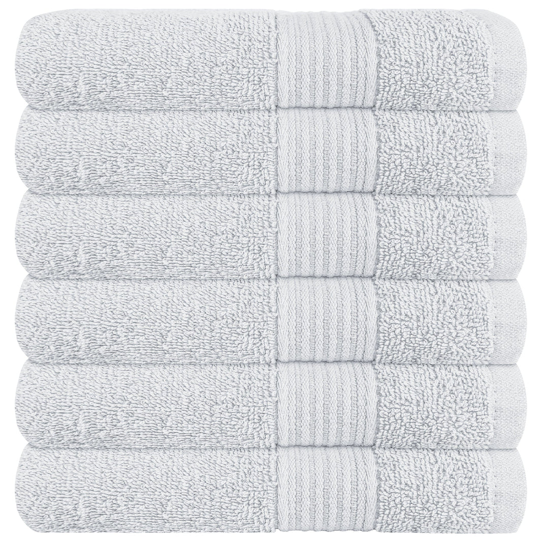 Rhodes Towel White 100% Cotton Hotel Quality Soft Super Absorbent Hand Bath Towels, Sheets & Face Cloths by OLIVIA ROCCO 6 PACK HAND TOWELS / WHITE Towels