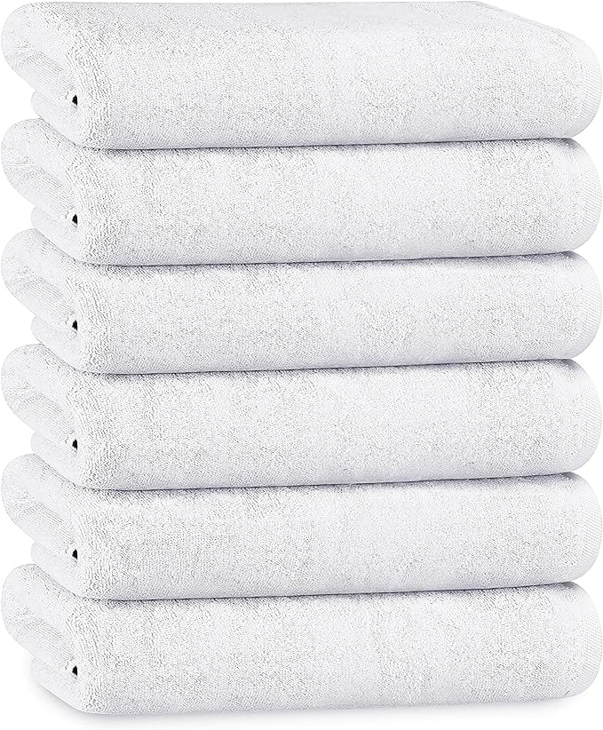 Multi-Pack Hotel Bath Sheets 500gsm Super Absorbent Quick Dry Soft Cotton Towels White Grey for B&Bs and Hospitals OLIVIA ROCCO 6 PK HAND TOWELS / WHITE Towels