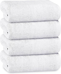 Multi-Pack Hotel Bath Sheets 500gsm Super Absorbent Quick Dry Soft Cotton Towels White Grey for B&Bs and Hospitals OLIVIA ROCCO 4 PK BATH TOWELS / WHITE Towels