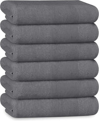 Multi-Pack Hotel Bath Sheets 500gsm Super Absorbent Quick Dry Soft Cotton Towels White Grey for B&Bs and Hospitals OLIVIA ROCCO 6 PK HAND TOWELS / GREY Towels