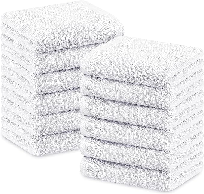 Multi-Pack Hotel Bath Sheets 500gsm Super Absorbent Quick Dry Soft Cotton Towels White Grey for B&Bs and Hospitals OLIVIA ROCCO 12 PK FACE CLOTHES / WHITE Towels
