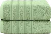 Ritz Viscose Stripe Super Soft Cotton Luxury Absorbent Towels, Jumbo Bath Sheet Packs & Towel Bale Sets Available by OLIVIA ROCCO 2 PK JUMBO BATH SHEET / SAGE GREEN Towels