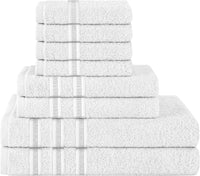Ritz Viscose Stripe Super Soft Cotton Luxury Absorbent Towels, Jumbo Bath Sheet Packs & Towel Bale Sets Available by OLIVIA ROCCO 8 PIECE TOWEL  BALE / WHITE Towels