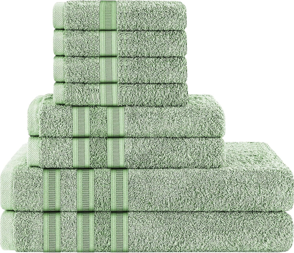 Ritz Viscose Stripe Super Soft Cotton Luxury Absorbent Towels, Jumbo Bath Sheet Packs & Towel Bale Sets Available by OLIVIA ROCCO 8 PIECE TOWEL  BALE / SAGE GREEN Towels