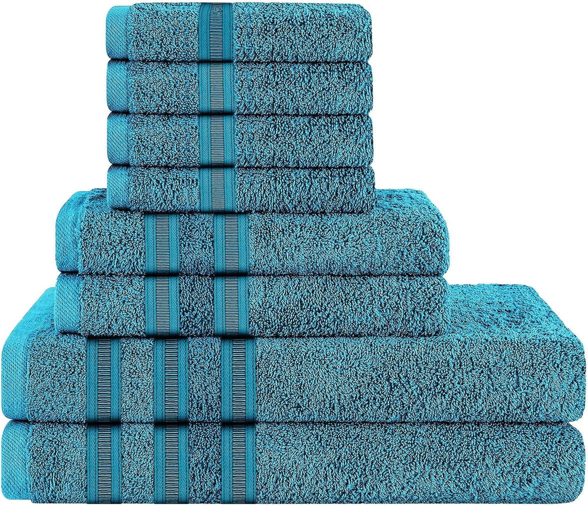 Ritz Viscose Stripe Super Soft Cotton Luxury Absorbent Towels, Jumbo Bath Sheet Packs & Towel Bale Sets Available by OLIVIA ROCCO 8 PIECE TOWEL  BALE / TEAL Towels
