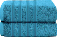 Ritz Viscose Stripe Super Soft Cotton Luxury Absorbent Towels, Jumbo Bath Sheet Packs & Towel Bale Sets Available by OLIVIA ROCCO 2 PK JUMBO BATH SHEET / TEAL Towels