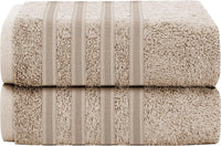 Ritz Viscose Stripe Super Soft Cotton Luxury Absorbent Towels, Jumbo Bath Sheet Packs & Towel Bale Sets Available by OLIVIA ROCCO 2 PK JUMBO BATH SHEET / TAUPE Towels