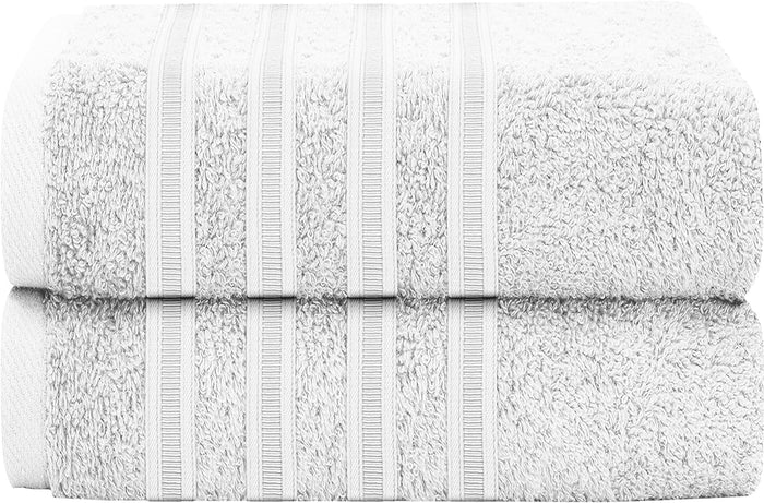 Ritz Viscose Stripe Super Soft Cotton Luxury Absorbent Towels, Jumbo Bath Sheet Packs & Towel Bale Sets Available by OLIVIA ROCCO 2 PK JUMBO BATH SHEET / WHITE Towels