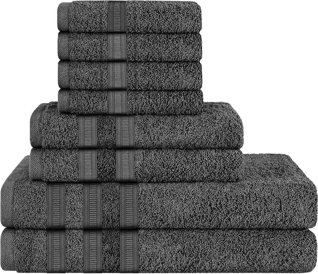 Ritz Viscose Stripe Super Soft Cotton Luxury Absorbent Towels, Jumbo Bath Sheet Packs & Towel Bale Sets Available by OLIVIA ROCCO 8 PIECE TOWEL  BALE / CHARCOAL Towels