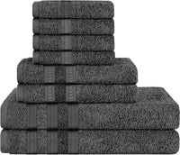 Ritz Viscose Stripe Super Soft Cotton Luxury Absorbent Towels, Jumbo Bath Sheet Packs & Towel Bale Sets Available by OLIVIA ROCCO 8 PIECE TOWEL  BALE / CHARCOAL Towels
