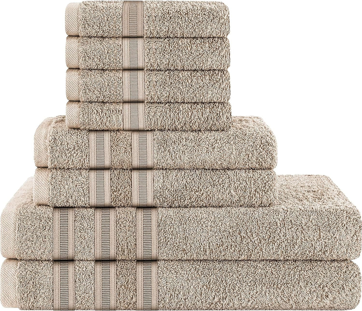 Ritz Viscose Stripe Super Soft Cotton Luxury Absorbent Towels, Jumbo Bath Sheet Packs & Towel Bale Sets Available by OLIVIA ROCCO 8 PIECE TOWEL  BALE / TAUPE Towels