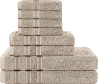 Ritz Viscose Stripe Super Soft Cotton Luxury Absorbent Towels, Jumbo Bath Sheet Packs & Towel Bale Sets Available by OLIVIA ROCCO 8 PIECE TOWEL  BALE / TAUPE Towels