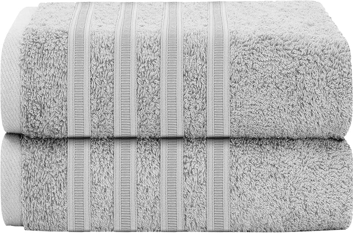 Ritz Viscose Stripe Super Soft Cotton Luxury Absorbent Towels, Jumbo Bath Sheet Packs & Towel Bale Sets Available by OLIVIA ROCCO 2 PK JUMBO BATH SHEET / SILVER Towels